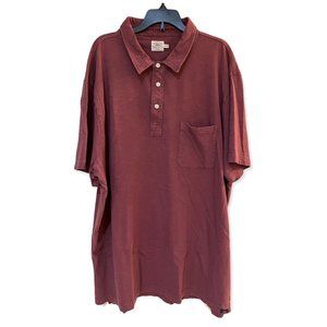 Faherty Men's Size XXL Burgundy Red 1/4 Button Front‎ Pocket Polo Shirt Peru guc